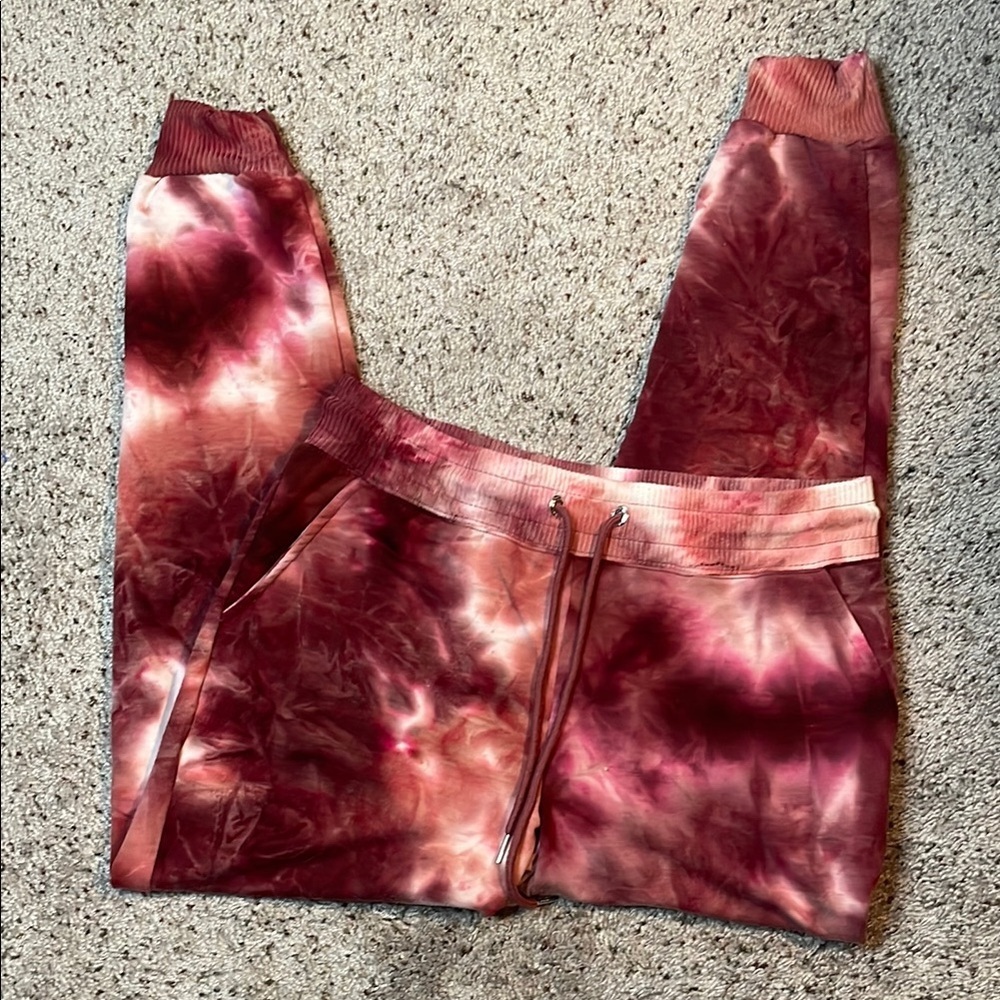 Bebe Sport Tie Dye Red/Pink Joggers Size Medium